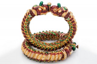 Indian jeweled bracelets at jewelry product shoot