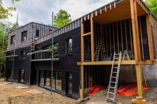 Architectural photo of house mid-construction
