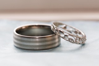 Product photography of platinum wedding bands