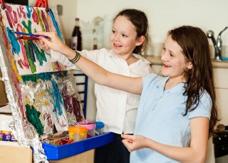 Young students in art class