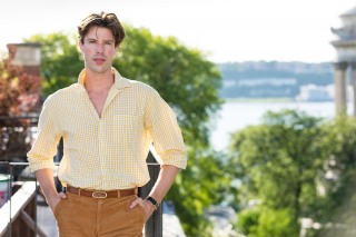 Ballet dancer Bo Pressly on NYC rooftop overlooking Hudson River