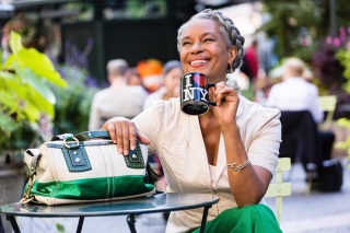 NYC tourism photo shoot of woman enjoying outdoor park