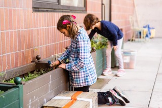 Young student gardeners at work