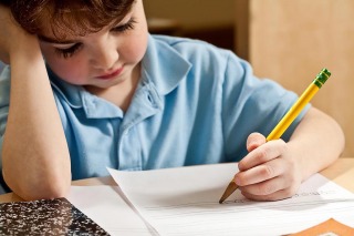 Young student doing math